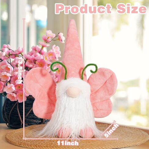 Lighted Butterfly Gnomes Spring Gnome Butterfly Plush Gnomes with Adjustable Wings & LED Hat, Spring Decorations Swedish Tomte Tiered Tray Tabletop Ornament Gifts in Saudi Arabia