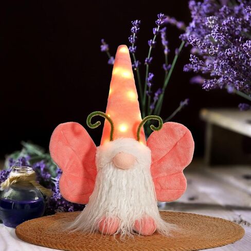 Lighted Butterfly Gnomes Spring Gnome Butterfly Plush Gnomes with Adjustable Wings & LED Hat, Spring Decorations Swedish Tomte Tiered Tray Tabletop Ornament Gifts in Saudi Arabia