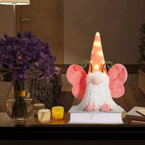 Lighted Butterfly Gnomes Spring Gnome Butterfly Plush Gnomes with Adjustable Wings & LED Hat, Spring Decorations Swedish Tomte Tiered Tray Tabletop Ornament Gifts in Saudi Arabia