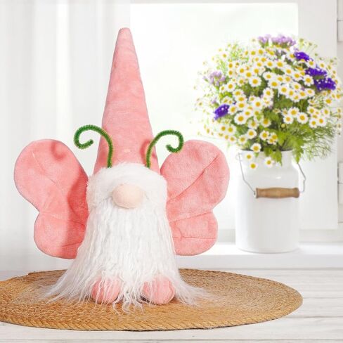 Lighted Butterfly Gnomes Spring Gnome Butterfly Plush Gnomes with Adjustable Wings & LED Hat, Spring Decorations Swedish Tomte Tiered Tray Tabletop Ornament Gifts in Saudi Arabia