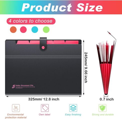 8 Pieces Expanding File Folders, A4 Expanding Folder, First Day of School File Organizer Letter 6 Pocket File Folder Document Organizer Travel File Folder with 12 Pcs Label for Student School Office in Saudi Arabia
