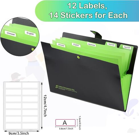 8 Pieces Expanding File Folders, A4 Expanding Folder, First Day of School File Organizer Letter 6 Pocket File Folder Document Organizer Travel File Folder with 12 Pcs Label for Student School Office in Saudi Arabia