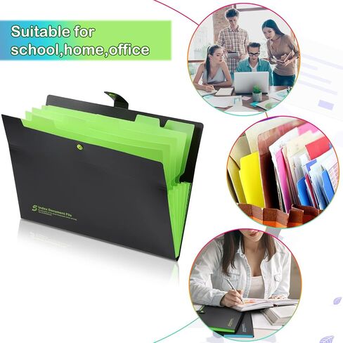 8 Pieces Expanding File Folders, A4 Expanding Folder, First Day of School File Organizer Letter 6 Pocket File Folder Document Organizer Travel File Folder with 12 Pcs Label for Student School Office in Saudi Arabia