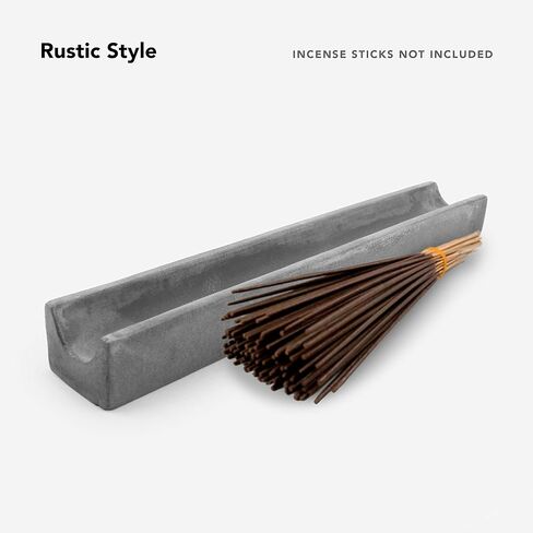 حامل بخور مستطيل من الأسمنت باللون الرمادي - مبخرة حديثة ذات حجم قياسي قياسي - عصي البخور غير متضمنة in Kuwait