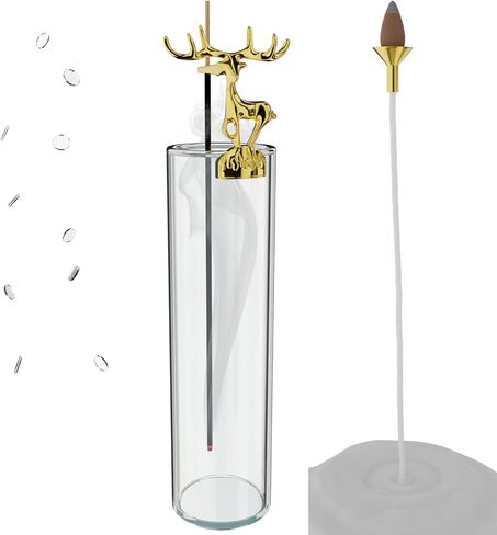 حامل بخور غزال مذهّب، تثبيت بالغراء النانوي قابل لإعادة الاستخدام، صائد زجاجي مضاد للرماد للعصي والمخاريط بدون فوضى، مثالي لليوجا وغرفة السبا والديكور والتأمل in Kuwait