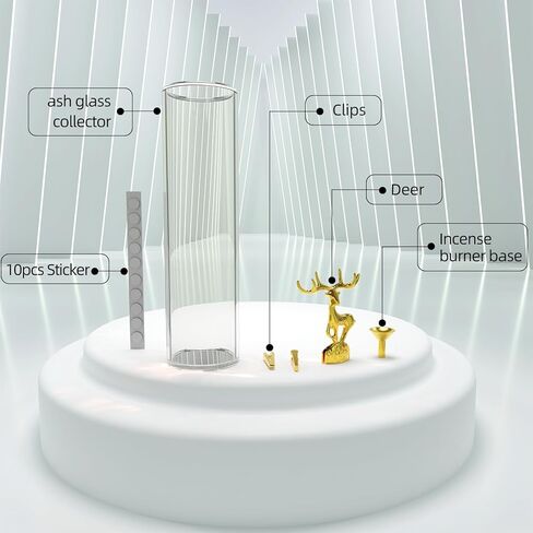 حامل بخور غزال مذهّب، تثبيت بالغراء النانوي قابل لإعادة الاستخدام، صائد زجاجي مضاد للرماد للعصي والمخاريط بدون فوضى، مثالي لليوجا وغرفة السبا والديكور والتأمل in Kuwait