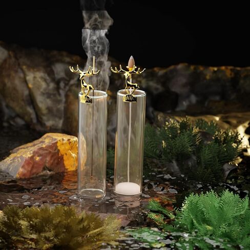 حامل بخور غزال مذهّب، تثبيت بالغراء النانوي قابل لإعادة الاستخدام، صائد زجاجي مضاد للرماد للعصي والمخاريط بدون فوضى، مثالي لليوجا وغرفة السبا والديكور والتأمل in Kuwait