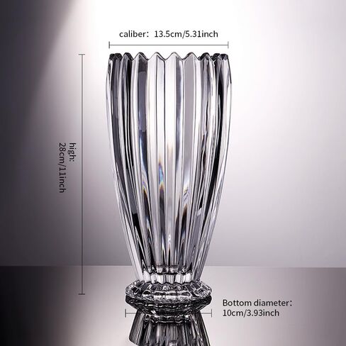 Modern Unique Simplicity Clear Crystal Vase Living Room Wecoration Bedroom Vase Room Water Planting 11 Inches Tall Tabletop Wedding (Transparent) in Saudi Arabia