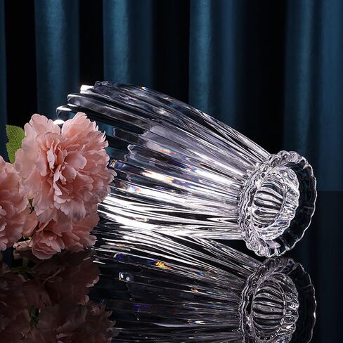 Modern Unique Simplicity Clear Crystal Vase Living Room Wecoration Bedroom Vase Room Water Planting 11 Inches Tall Tabletop Wedding (Transparent) in Saudi Arabia