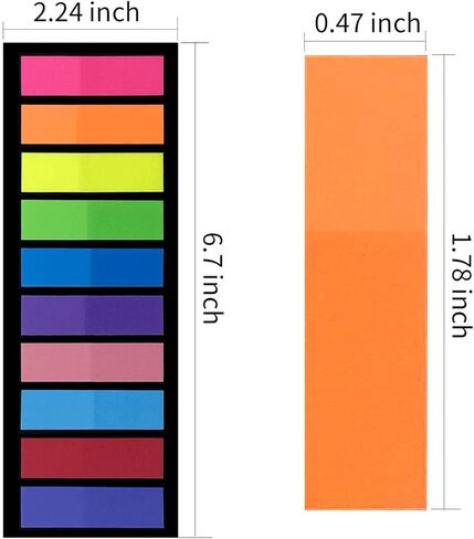 2400 Pieces Book Tabs Sticky Tabs Ttransparent Sticky Notes for Annotating Books,School Supplies 12 Sets 10 Colors in Saudi Arabia