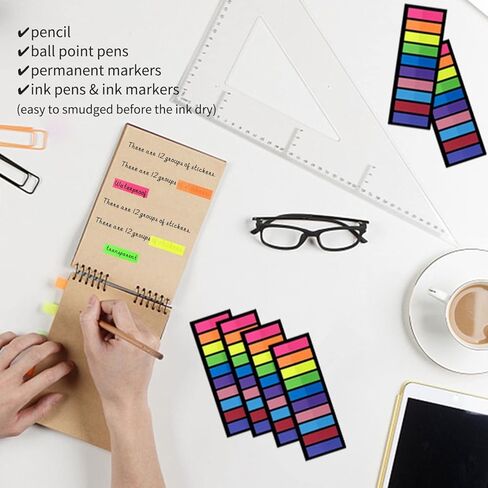 2400 Pieces Book Tabs Sticky Tabs Ttransparent Sticky Notes for Annotating Books,School Supplies 12 Sets 10 Colors in Saudi Arabia