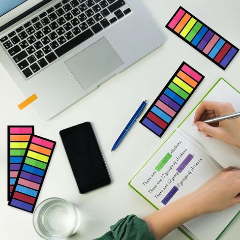 2400 Pieces Book Tabs Sticky Tabs Ttransparent Sticky Notes for Annotating Books,School Supplies 12 Sets 10 Colors in Saudi Arabia