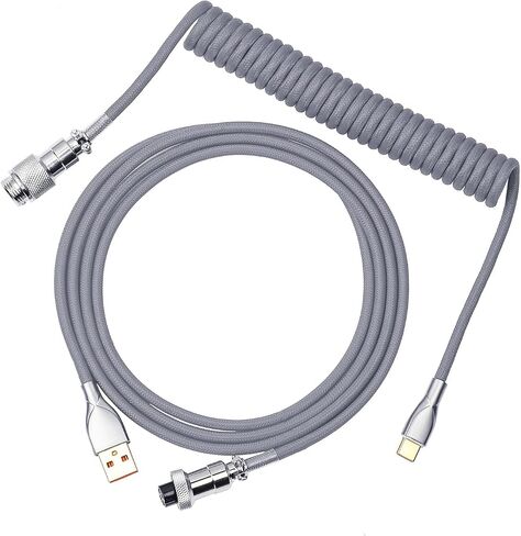 EPOMAKER Mix كابل لوحة مفاتيح ملفوف بطول 1.8 متر، كابل USB C إلى USB A TPU للوحة مفاتيح الألعاب الميكانيكية، مع طيار معدني قابل للفصل للوحة المفاتيح المخصصة، أبيض in Saudi Arabia