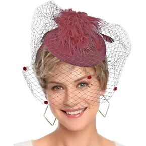Fascinators Hat Women Tea Party Pillbox Veil Cocktail Mesh Hat