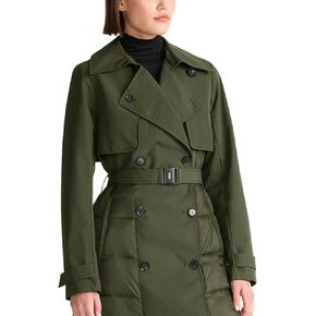TUMI Women's Buckle Belted Midweight & Breathable Mackintosh Twill Puffer Trench with PrimaLoft Fill
