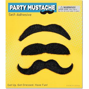 U-Goforst 3PCS Self Adhesive Mustache, Stick On Mustache Costume, Halloween Party Beard Costume Accessory for Adults (Black)