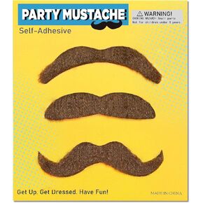 U-Goforst 3PCS Self Adhesive Mustache, Stick On Mustache Costume, Halloween Party Beard Costume Accessory for Adults (Brown)