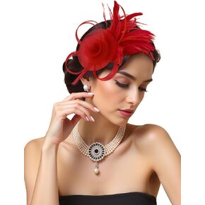 Fascinators Hats for Girls and Women Feather Tea Party Hats Weddinh Mesh Hat with Headband and Clip