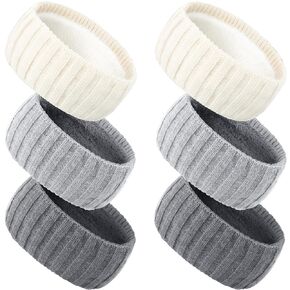 Knit Winter Headbands for Women Fuzzy Wool Fleece Lined Ear Warmers Elastic Turban Crocheted Head Wrap Winter Accessories for Women Cold Weather