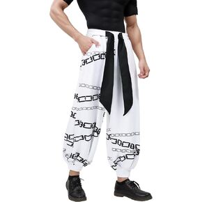 DAZCOS JJK Anime Printed Chain Pant Men US Size Gymnasium Casual Sports Outfit for Christmas Halloween