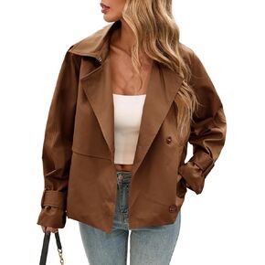 Cicy Bell Womens Cropped Trench Coat Short Single Breasted Jackets Lightweight Casual Outerwear