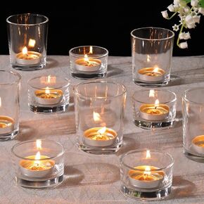 12pcs Assorted Votive Candle Holders, Clear Glass Candle Holder for Floating Candles, Tealight Candle Holder for Table Centerpiece, Wedding and Party Decor