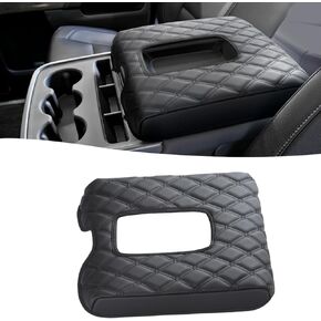 GIANT PANDA Custom Center Console Cover Fit 2014-2018 Chevy Silverado&GMC Sierra 1500 2500 3500 & 2015-2020 Tahoe Yukon Suburban with Bucket Seat, Leather Armrest Console Cover-Full Protection-Black