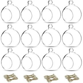 12 Pcs 3.15"/ 8cm Hanging Glass Tealight Holder Globe Plant Terrariums Glass Orbs Air Plants Tea Light Candle Holders Home Decor Indoor Outdoor Garden DIY Gifts (9 Pcs + 3 Pcs)