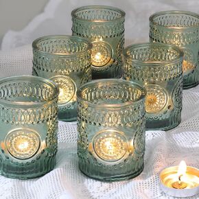 Gold Votive Candle Holder Set of 12, Glass Tea Lights Candle Holders for Wedding Table Centerpieces, Birthday Parties and Home Decor