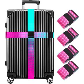 Luggage Straps for Suitcases TSA Approved 4 Pack Adjustable Suitcase Strap, Luggage Strap, Luggage Belt Strap, Bag Straps for Luggage. Buckle Straps Travel Accessories (Gradient Dot-4 Pack)