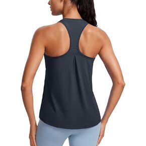 CRZ YOGA Womens Racerback Yoga Tank Tops High Crewneck Soft Casual Workout Sleeveless Flowy Shirts