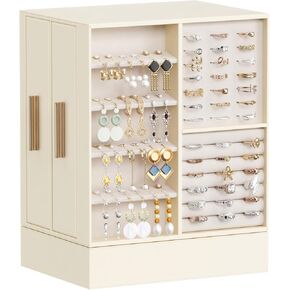 Lifewit Jewelry Box 360° Rotating, Large Adjustable Angle Mirror, Jewelry Storage Case with 6 Drawers, Open Design, Jewelry Organizer for Ring Necklace Earring Bracelet, Great Gift, Creamy White