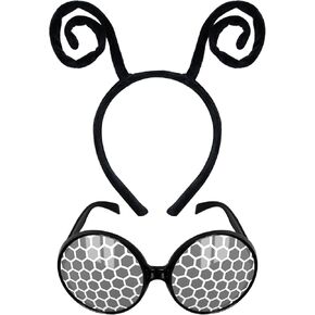 Poptrend Bug Headband and Glasses,Fly Antenna Headband and Glasses Set Costume Accessories Halloween Cosplay Party Favors for Women, Men and Kids