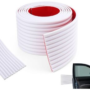 Garage Wall Protector,Strong Self-Adhesive Rubber Bumper Protectors for Car SUV Doors,Anti-Scratch and Waterproof Garage Wall Protector Strip for Car Doors,4.72in x 9.84ft (White) (9.84FT)