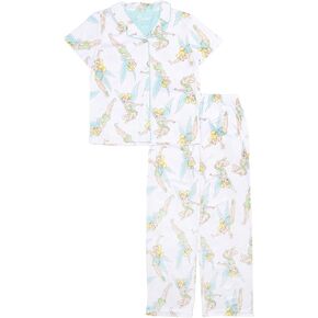 Disney Girls' 2-Piece Loose-fit Button Down Pajama Set, Soft & Cute for Kids