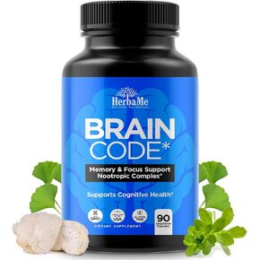 رمز الدماغ ملحق الدماغ nootropic للذاكرة والتركيز | يدعم الصحة المعرفية والوضوح العقلي ، تعزيز التركيز | 90 كبسولات