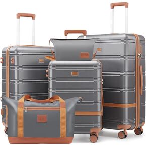 Luggage Sets 3 Piece, Suitcases with Wheels, Hardshell Suitcase Set, PC+ABS Carry on Luggage Set with TSA Lock, Travel Luggage (Gray)
