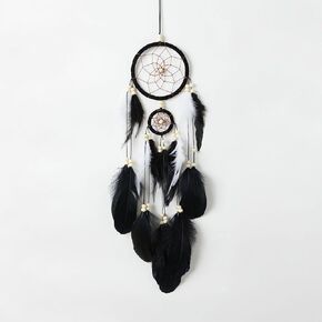 جميلة الهندية صغيرة الحلم الأسود الصيادون ديكور الجدار ديكور يدوي الريش الأصلي Mini Dreamcatchers زخرفة زخرفة الديكور في غرفة النوم حفلة 2 الخواتم