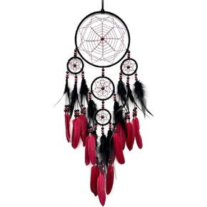 Red and Black Dream Catcher Large Dream Catchers Wall Decor Handmade Feather Dreamcatcher Wall Hanging Ornament Art Craft for Bedroom Living Room Home Decor