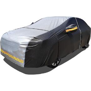 6 Layers Car Cover Waterproof All Weather Car Cover Waterproof All Weather, Outdoor Full Exterior Cover Rain Sun UV Snowproof Protection with Zipper Cotton for Sedan (196-210 inch)