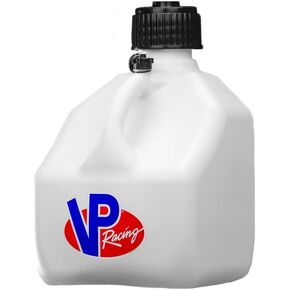VP Racing 3 Gallon Motorsport Racing Liquid Container Utility Jug Can with Contoured Handle, Multipurpose Cap and Rubber Gaskets, White