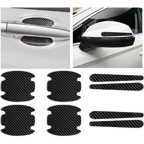 8 Pcs Car Door Handle Sticker, Carbon Fiber Anti-Scratches Protectors, Universal Car Door Handle Cup Paint Guard Protective Films, Automotive Exterior Accessories (Black)