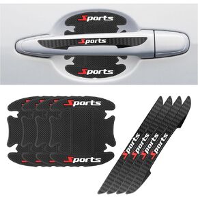 8PCS Car Door Handle Protectors,Stylish PVC Car Door Edge Protector with Sport Word Can Avoid Scratching,Universal Car Door Handle Cup Protector Suitable for Most Vehicle (Black)