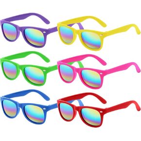 6 Pcs Kids Sunglasses Bulk with UV Protection, Neon Sunglasses Party Favors for Boys Girls, Summer Outdoor Accessories for Beach Pool Birthday Graduation Party Supplies