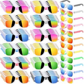 48 Pack Kids Sunglasses Bulk Party Favors, Summer Party Supplies for Boys Girls, Translucent Neon Party Sunglasses for Kids, Pool Beach Party Favors, Gift for Birthday Outdoor Activity Age 3-8