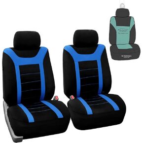 FH Group Car Seat Covers Sports Fabric Pair Set Airbag Compatible Easy Installation Universal Fit for Cars Trucks and SUVs (Gray/Black) FB070102