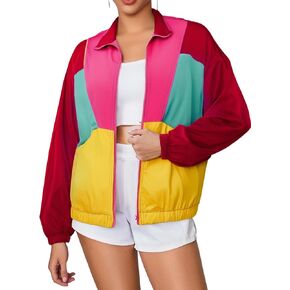 Wdirara Women's Color Block zip up stack stack acctwork spathwork sporty stack