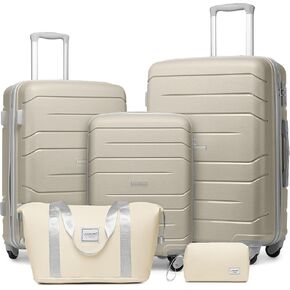 LARVENDER Luggage Sets 5 Piece, Expandable Luggage Hardside PP Suitcase Sets with Spinner Wheels TSA Lock, Lightweight Rolling Suitcase for Men and Women,Lavender