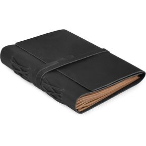 LEATHER VILLAGE Leather Bound Journal Writing Notebook for Men Women - Daily Writing Notepad Lined Paper 300 Kraft Pages, Handmade, Rustic Brown, 6 X 4 in (A6)