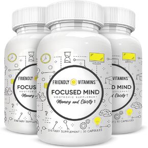 Focused Mind – Daily Brain Supplement for Memory and Focus Support | Nootropic for Concentration, Mental Clarity, and Brain Energy | Cognitive Supplement for Work, School, or Everyday Demands